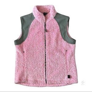 NEW Hot Chilly’s Pink & Grey Fuzzy Fleece Utility‎ Vest Jacket